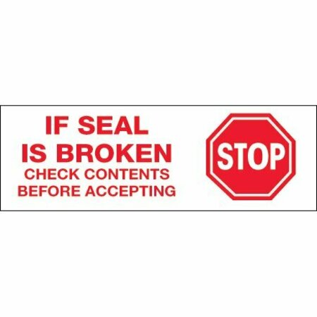 BSC PREFERRED 3'' x 110 yds. - ''Stop If Seal Is Broken..'' Tape Logic Pre-Printed Carton Sealing Tape, 6PK T905P016PK